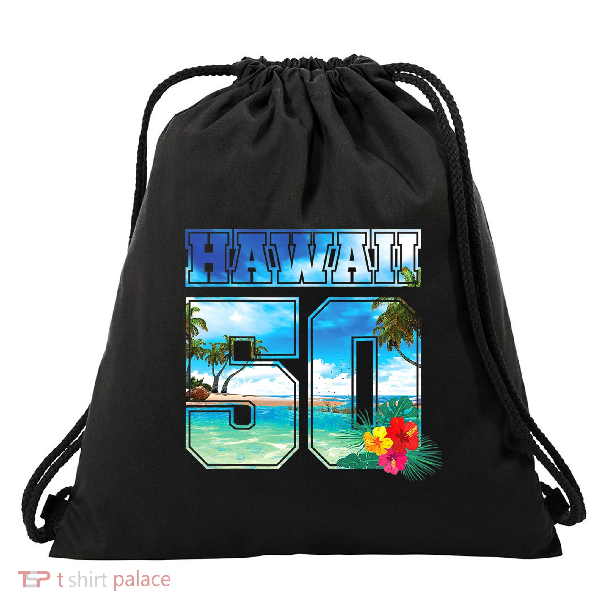 Hawaii 50th State Hawaii Hibiscus 50 Drawstring Bag