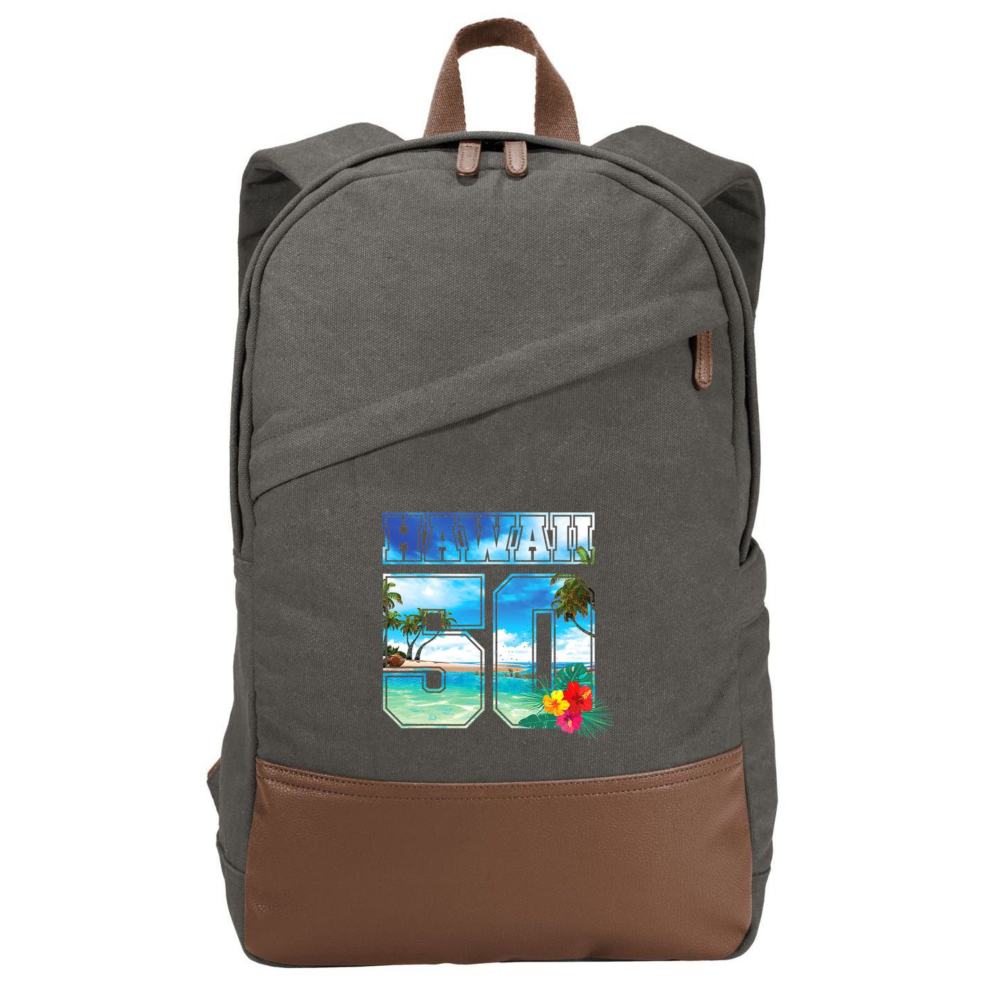 Hawaii 50th State Hawaii Hibiscus 50 Cotton Canvas Backpack