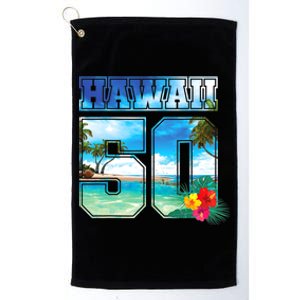 Hawaii 50th State Hawaii Hibiscus 50 Platinum Collection Golf Towel