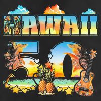 Hawaii 50Th State Hawaiian Beach Hibiscus 50 Maui Sunset 7 Panel Mesh Trucker Snapback Hat