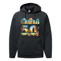 Hawaii 50Th State Hawaiian Beach Hibiscus 50 Maui Sunset Performance Fleece Hoodie