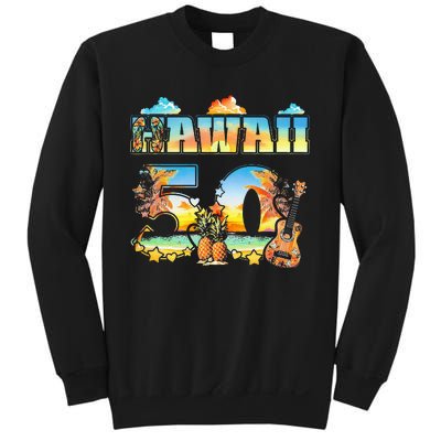 Hawaii 50Th State Hawaiian Beach Hibiscus 50 Maui Sunset Sweatshirt