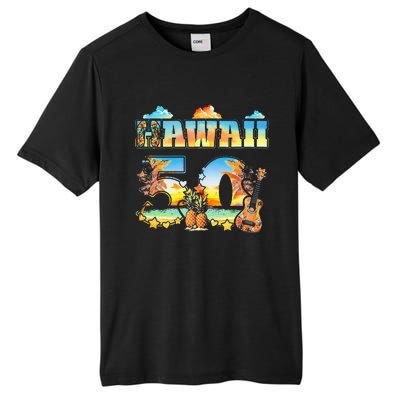 Hawaii 50Th State Hawaiian Beach Hibiscus 50 Maui Sunset Tall Fusion ChromaSoft Performance T-Shirt