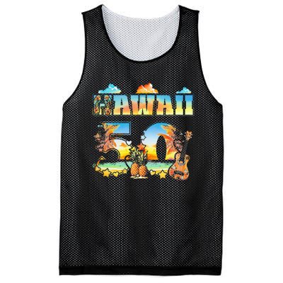 Hawaii 50Th State Hawaiian Beach Hibiscus 50 Maui Sunset Mesh Reversible Basketball Jersey Tank