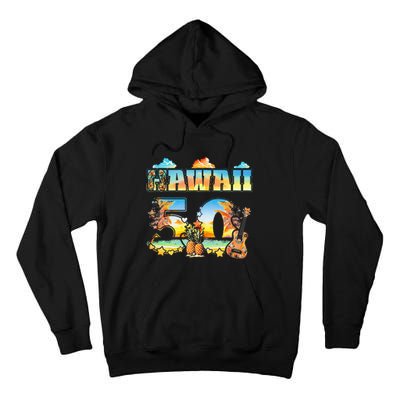 Hawaii 50Th State Hawaiian Beach Hibiscus 50 Maui Sunset Tall Hoodie