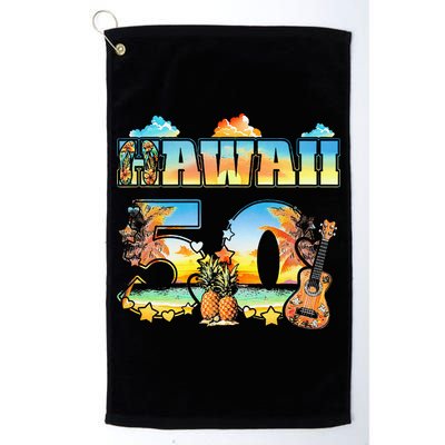 Hawaii 50Th State Hawaiian Beach Hibiscus 50 Maui Sunset Golf Towel