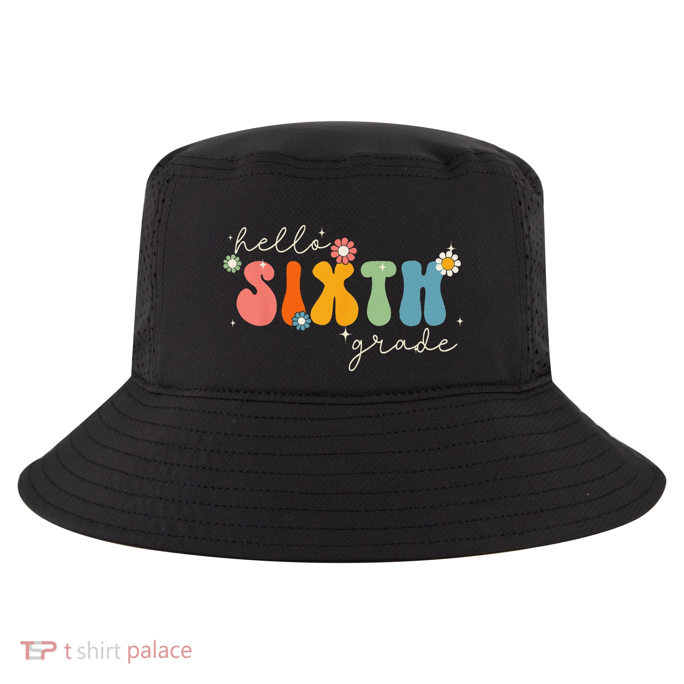 Hello 6th Grade Retro Groovy Back To School Teacher Cool Comfort Performance Bucket Hat
