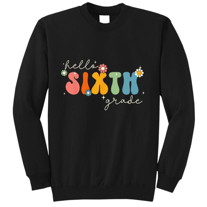 Hello 6th Grade Retro Groovy Back To School Teacher Sweatshirt