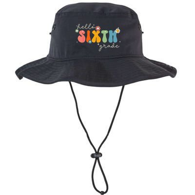 Hello 6th Grade Retro Groovy Back To School Teacher Bucket Hat