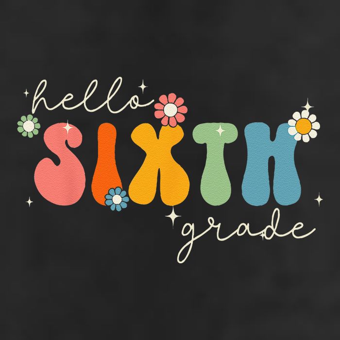 Hello 6th Grade Retro Groovy Back To School Teacher 25L Jumbo Tote