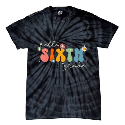 Hello 6th Grade Retro Groovy Back To School Teacher Tie-Dye T-Shirt