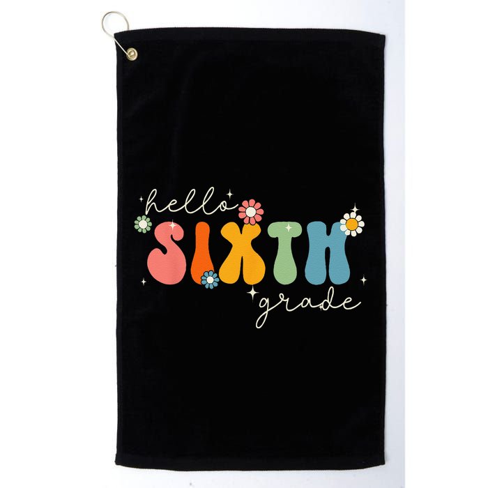 Hello 6th Grade Retro Groovy Back To School Teacher Golf Towel