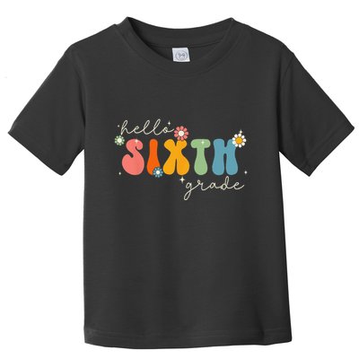 Hello 6th Grade Retro Groovy Back To School Teacher Toddler T-Shirt