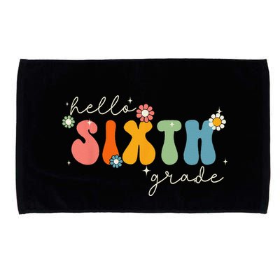 Hello 6th Grade Retro Groovy Back To School Teacher Microfiber Hand Towel