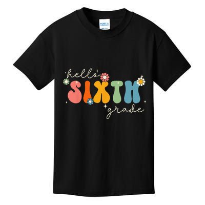 Hello 6th Grade Retro Groovy Back To School Teacher Kids T-Shirt