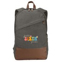 Hello 6th Grade Retro Groovy Back To School Teacher Cotton Canvas Backpack