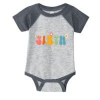 Hello 6th Grade Retro Groovy Back To School Teacher Infant Baby Jersey Bodysuit