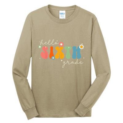Hello 6th Grade Retro Groovy Back To School Teacher Tall Long Sleeve T-Shirt