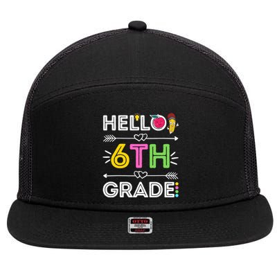 Hello 6Th Grade Sixth Teacher Student Back To School Gift 7 Panel Mesh Trucker Snapback Hat