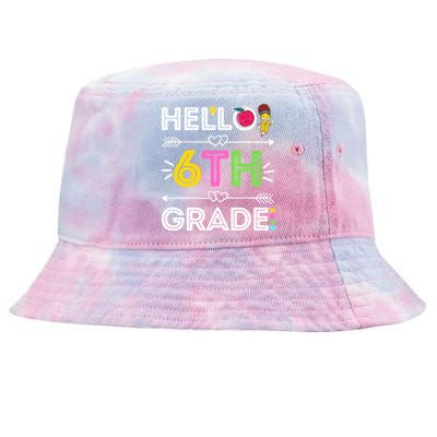 Hello 6Th Grade Sixth Teacher Student Back To School Gift Tie-Dyed Bucket Hat