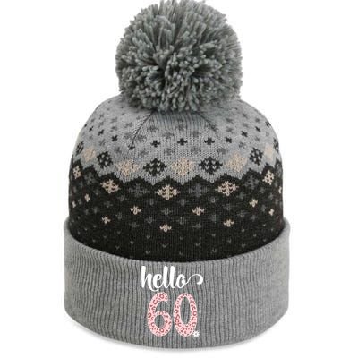 Hello 60 Rose Leopard Daisy Flower Sixty 60th Birthday Party Gift The Baniff Cuffed Pom Beanie