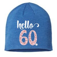 Hello 60 Rose Leopard Daisy Flower Sixty 60th Birthday Party Gift Sustainable Beanie