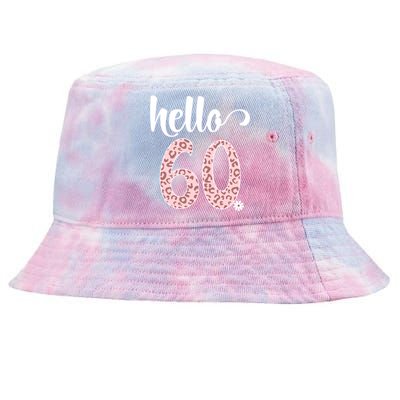 Hello 60 Rose Leopard Daisy Flower Sixty 60th Birthday Party Gift Tie-Dyed Bucket Hat