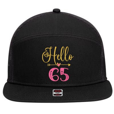 Hello 65 Years Old Wo's 65th Birthday 7 Panel Mesh Trucker Snapback Hat