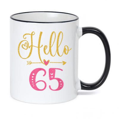 Hello 65 Years Old Wo's 65th Birthday 11oz Black Color Changing Mug