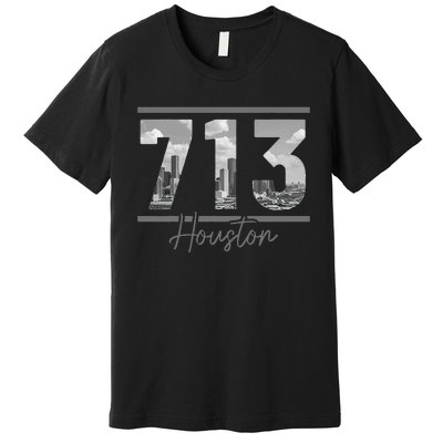 Houston 713 Area Code Skyline Texas Pride Vintage Premium T-Shirt