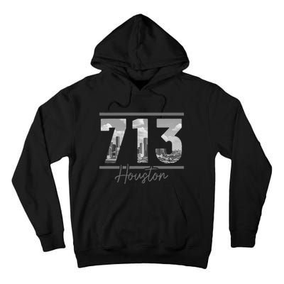 Houston 713 Area Code Skyline Texas Pride Vintage Tall Hoodie