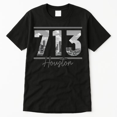 Houston 713 Area Code Skyline Texas Pride Vintage Tall T-Shirt