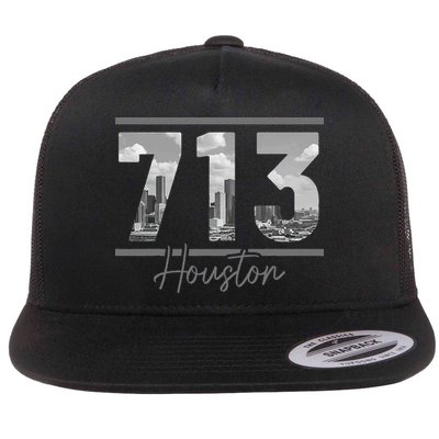 Houston 713 Area Code Skyline Texas Pride Vintage Flatbill Hat