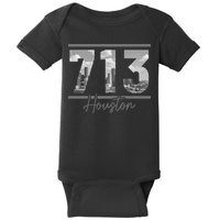 Houston 713 Area Code Skyline Texas Pride Vintage Baby Bodysuit