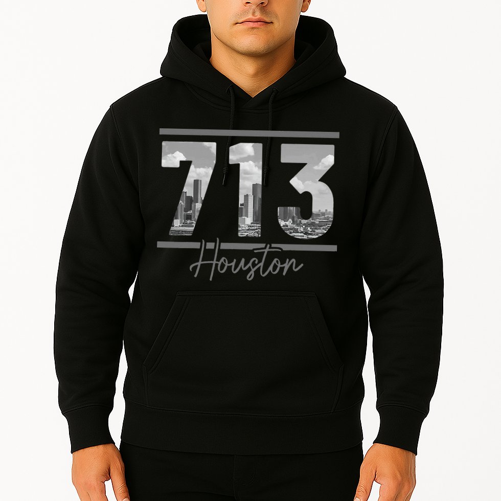 Houston 713 Area Code Skyline Texas Pride Vintage Hoodie