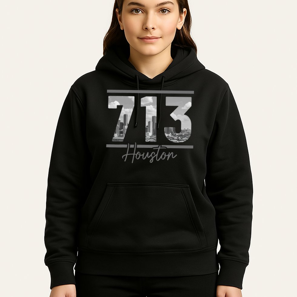 Houston 713 Area Code Skyline Texas Pride Vintage Hoodie