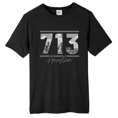 Houston 713 Area Code Skyline Texas Pride Vintage Tall Fusion ChromaSoft Performance T-Shirt