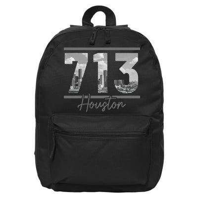Houston 713 Area Code Skyline Texas Pride Vintage 16 in Basic Backpack