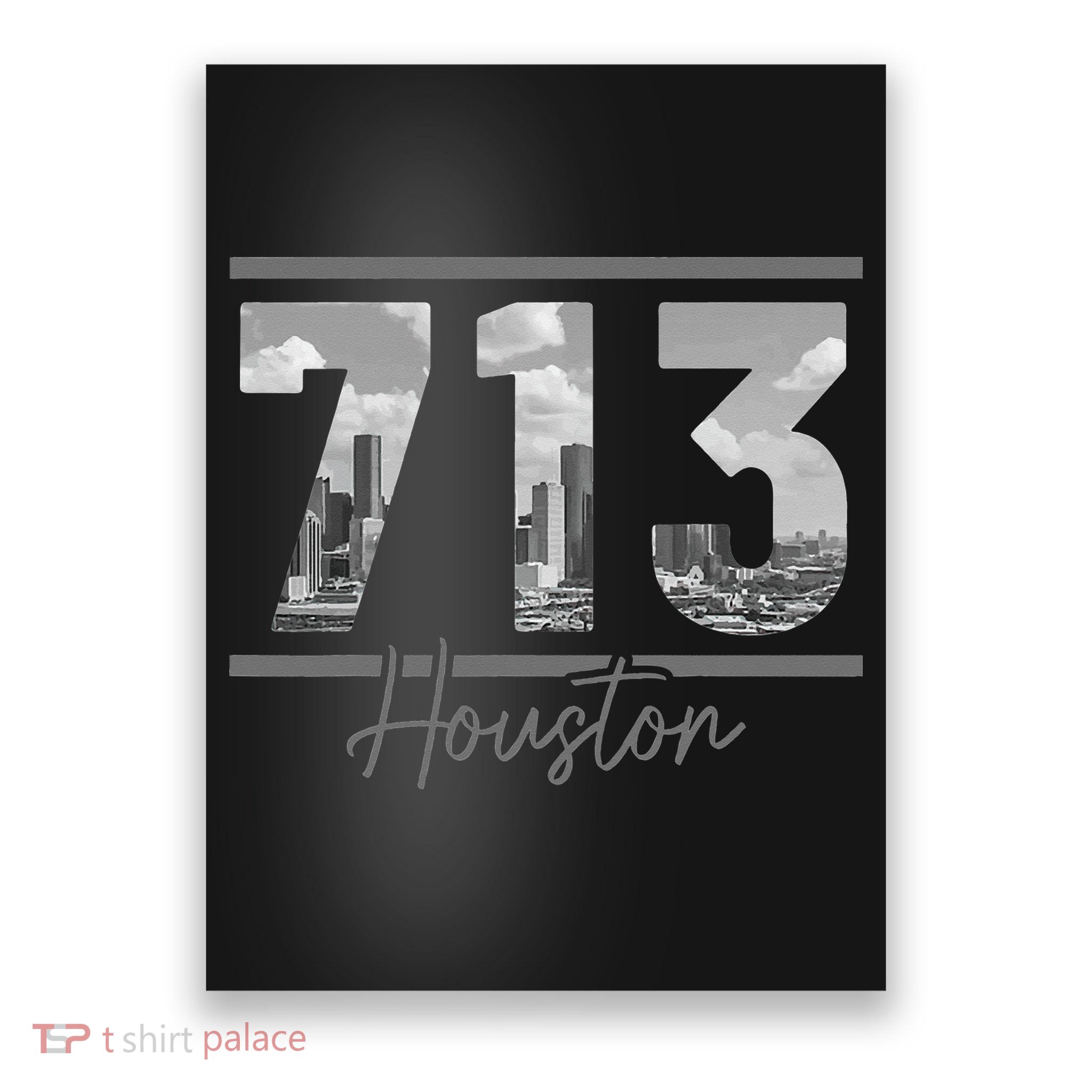 Houston 713 Area Code Skyline Texas Pride Vintage Poster