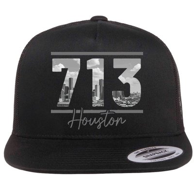 Houston 713 Area Code Skyline Texas Pride Vintage Flatbill Hat