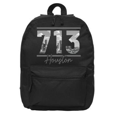 Houston 713 Area Code Skyline Texas Pride Vintage 16 in Basic Backpack