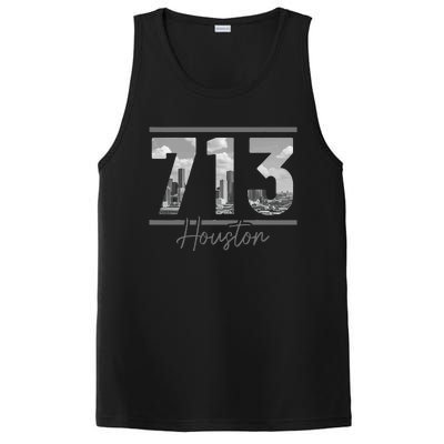 Houston 713 Area Code Skyline Texas Pride Vintage PosiCharge Competitor Tank