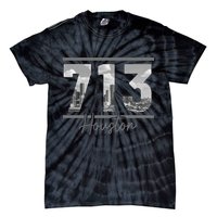 Houston 713 Area Code Skyline Texas Pride Vintage Tie-Dye T-Shirt