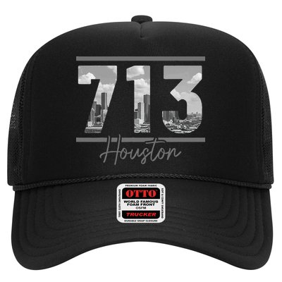 Houston 713 Area Code Skyline Texas Pride Vintage Trucker Hat