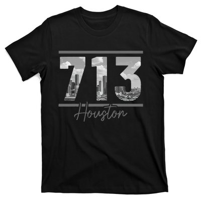 Houston 713 Area Code Skyline Texas Pride Vintage T-Shirt