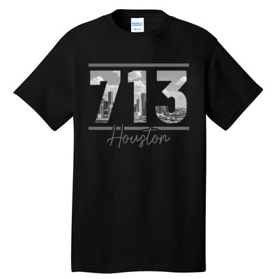 Houston 713 Area Code Skyline Texas Pride Vintage Tall T-Shirt