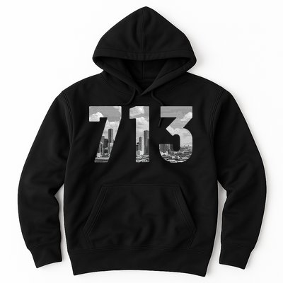 Houston 713 Area Code Skyline Texas Pride Vintage Hoodie