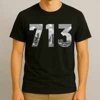 Houston 713 Area Code Skyline Texas Pride Vintage T-Shirt