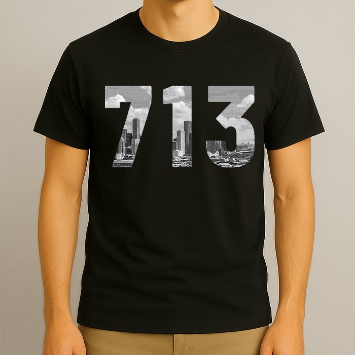 Houston 713 Area Code Skyline Texas Pride Vintage T-Shirt