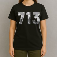 Houston 713 Area Code Skyline Texas Pride Vintage T-Shirt